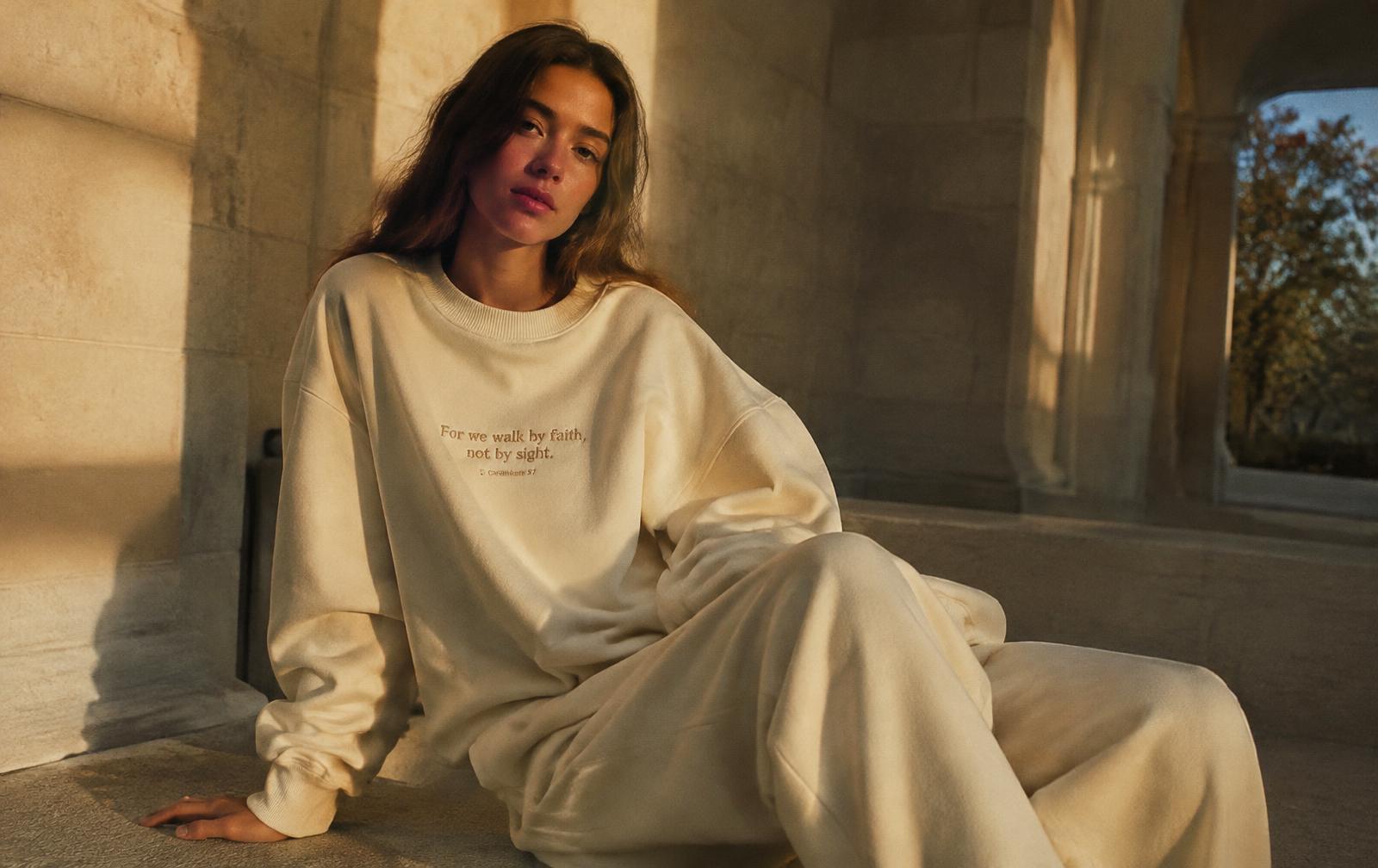 Cream scripture sweatsuit